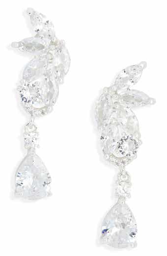 Mixed Cut Cubic Zirconia Drop Earrings