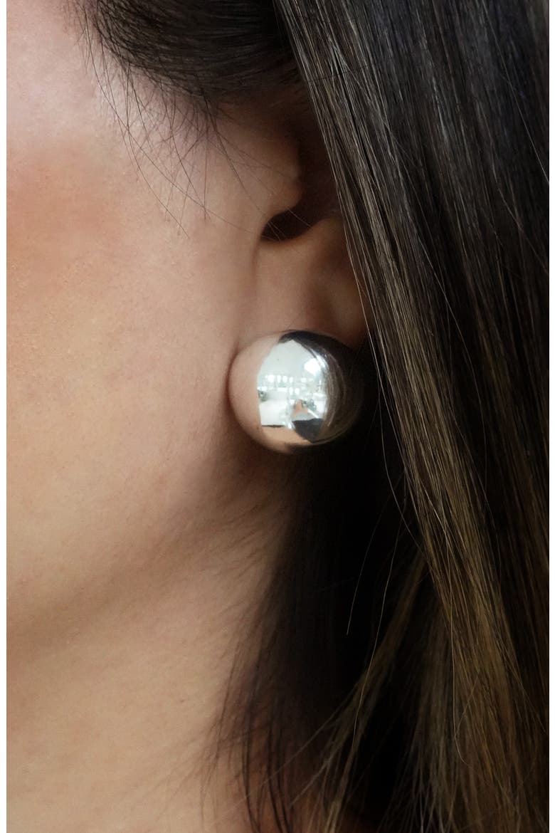 Hemisphere Stud Earrings, Alternate, color, SILVER