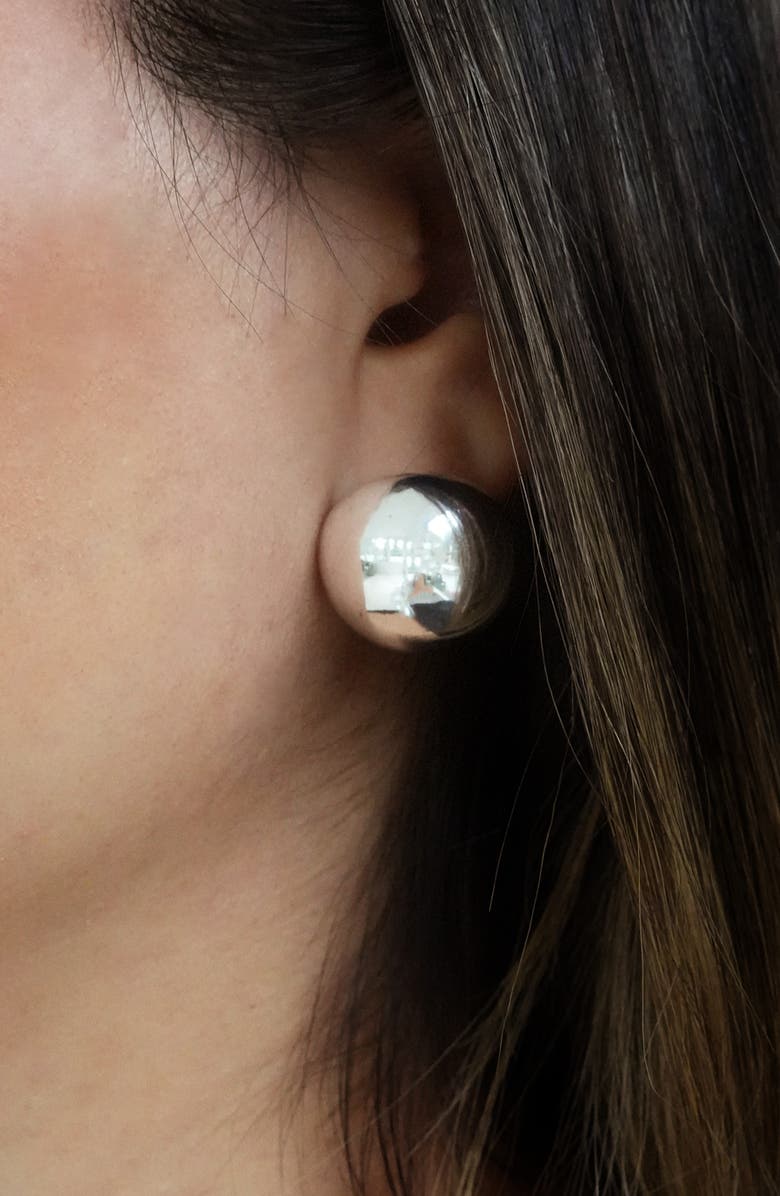 Argento Vivo Sterling Silver Hemisphere Stud Earrings, Alternate, color,