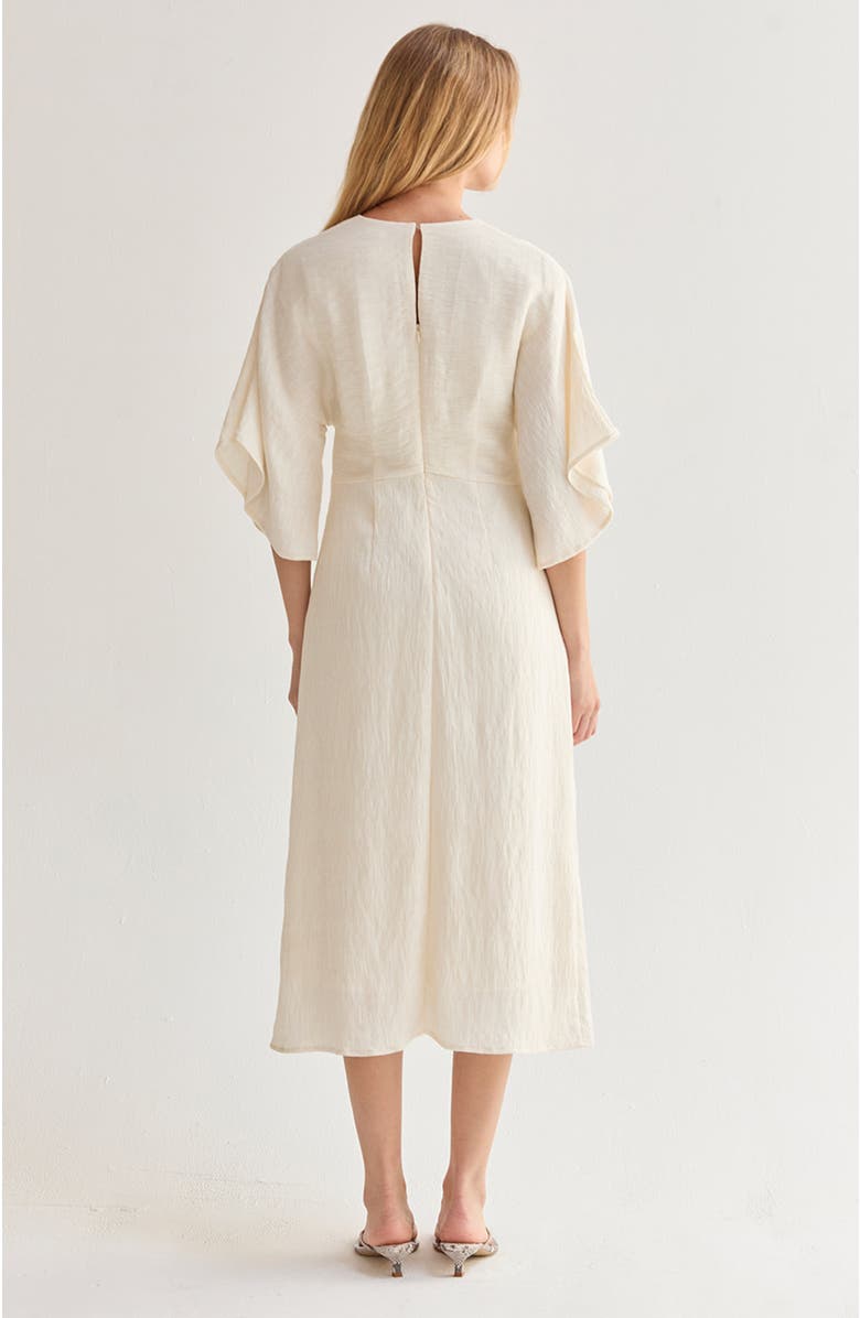 CRESCENT Front Twist Textured Midi Dress, Alternate, color, Cream