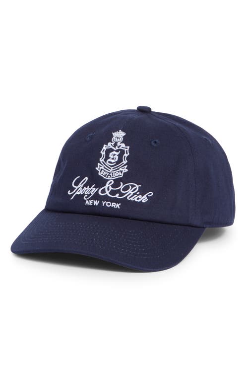 Sporty And Rich Sporty & Rich Vendome Embroidered Cotton Twill Baseball Cap