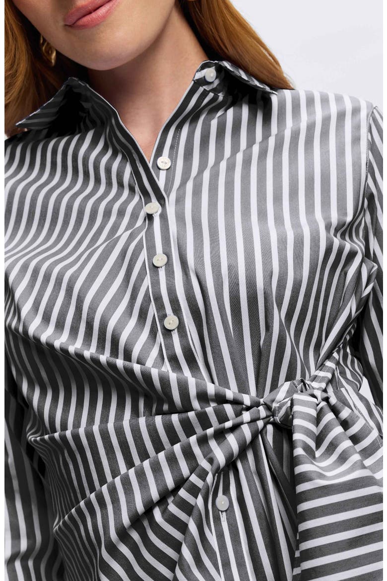 Sabine Stripe Side Tie Button-Up Shirt, Alternate, color, BLACK