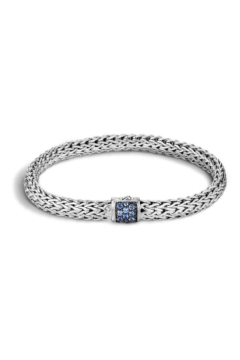 Icon Bracelet, Sterling Silver, Pavé, 6.5mm, Alternate, color, BLUE SAPPHIRE