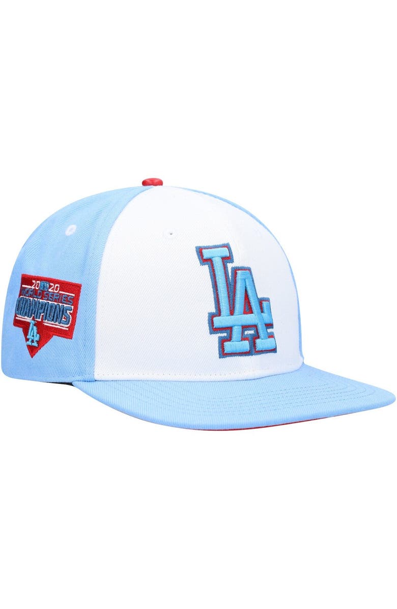 PRO STANDARD Men's Pro Standard White/Light Blue Los Angeles Dodgers Blue Raspberry Ice Cream Drip Snapback Hat, Main, color, White