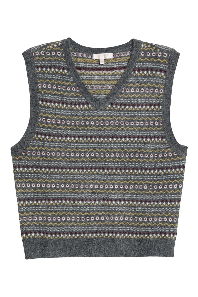 Nevin Fair Isle Sweater Vest, Alternate, color, GREY STRIPE