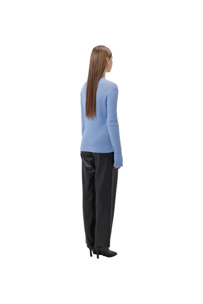 Ajour-Knit Cashmere Crewneck Sweater, Alternate, color, della robbia blue