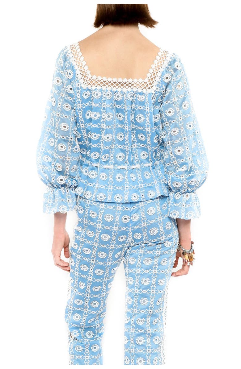 Anna Sui Lattice Lace Embroidery Top, Alternate, color, Baby Blue