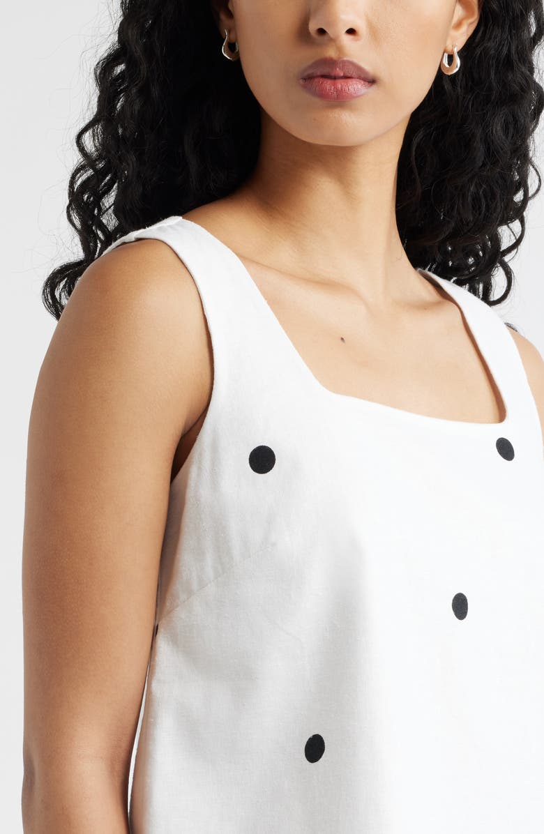 Open Edit Square Neck Sleeveless Linen Blend Top, Alternate, color, White- Black Grande Dot