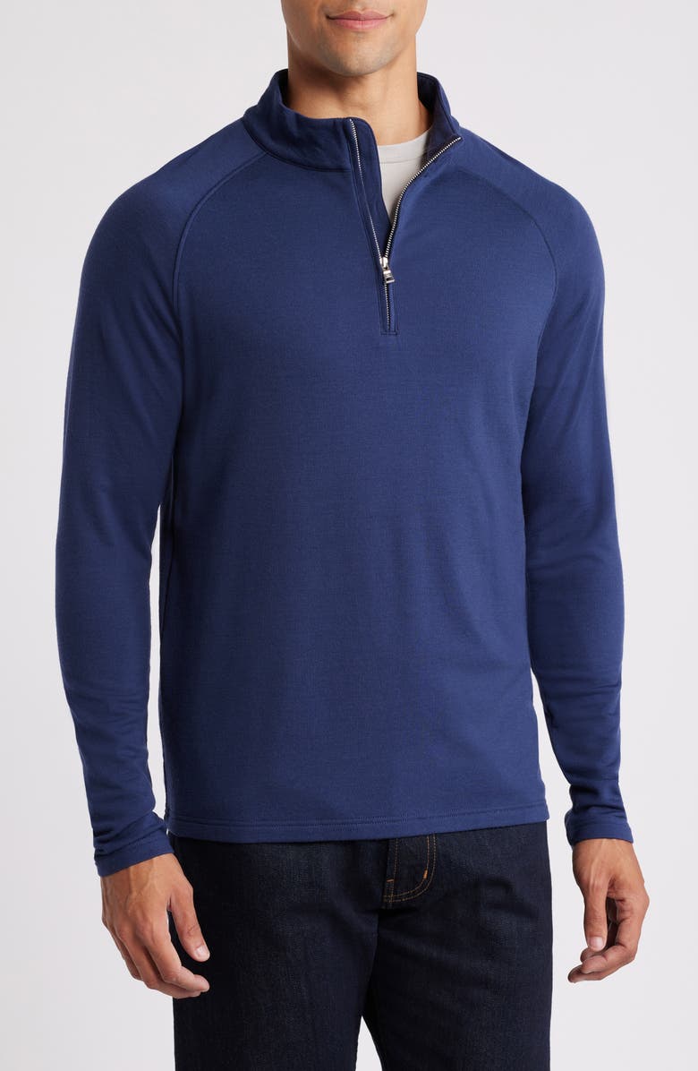 Peter Millar Crown Crafted Excursionist Flex Merino Wool Blend Quarter Zip Pullover, Main, color,