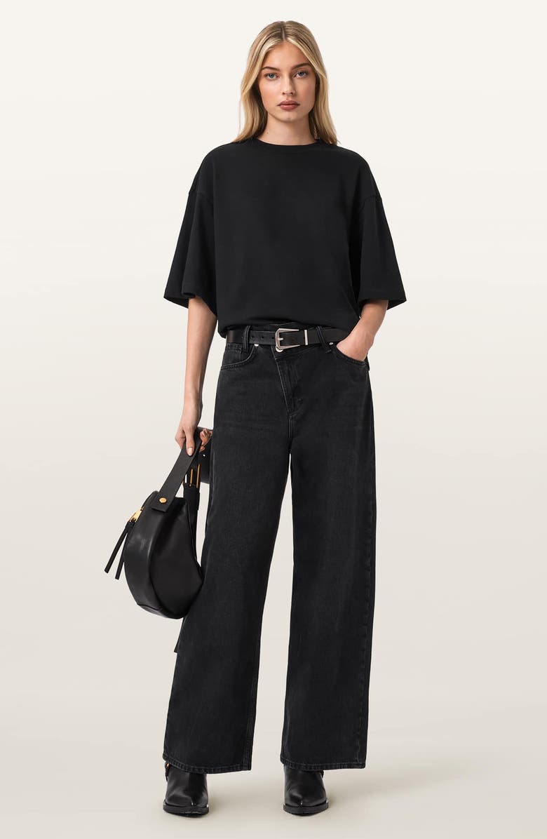 AllSaints Esme Amelie Crochet Heart Back T-Shirt, Alternate, color, Black