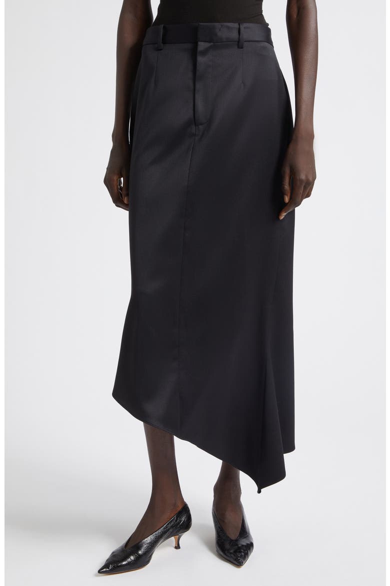 Tailored Angular Stretch Wool Skirt, Main, color, BLACK