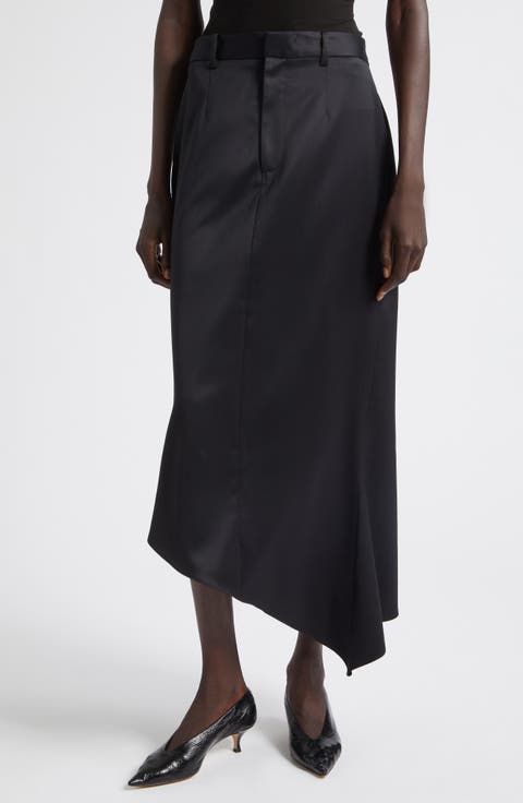 Tailored Angular Stretch Wool Skirt