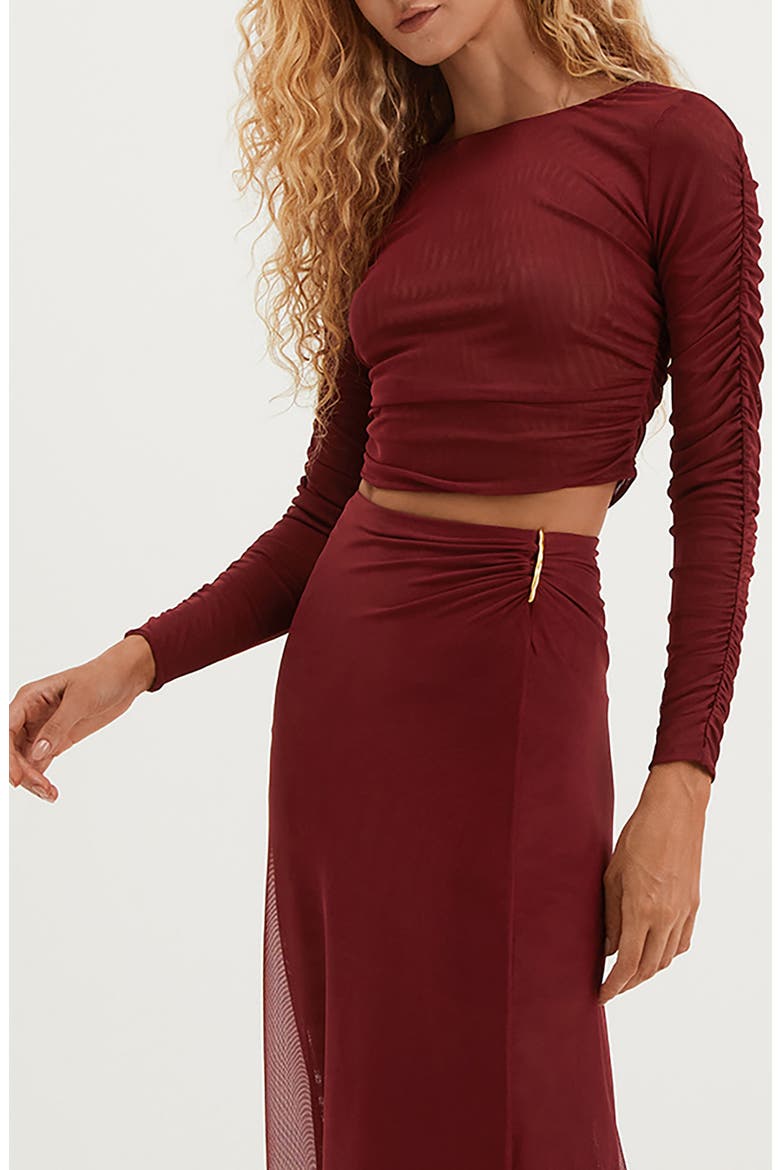 Mira Long Sleeve Cover-Up Top, Main, color, RED
