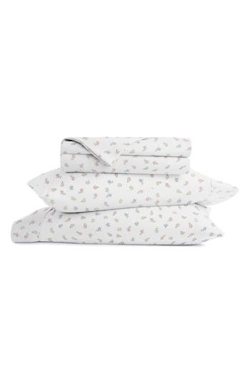 Homespun Kaycie Tricolor Floral Microfiber Sheet Set In White