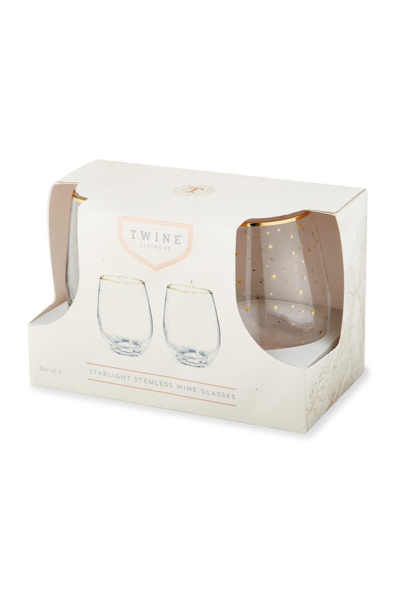 Starlight Stemless Wine Glasses Set of 2, Alternate, color, Gold