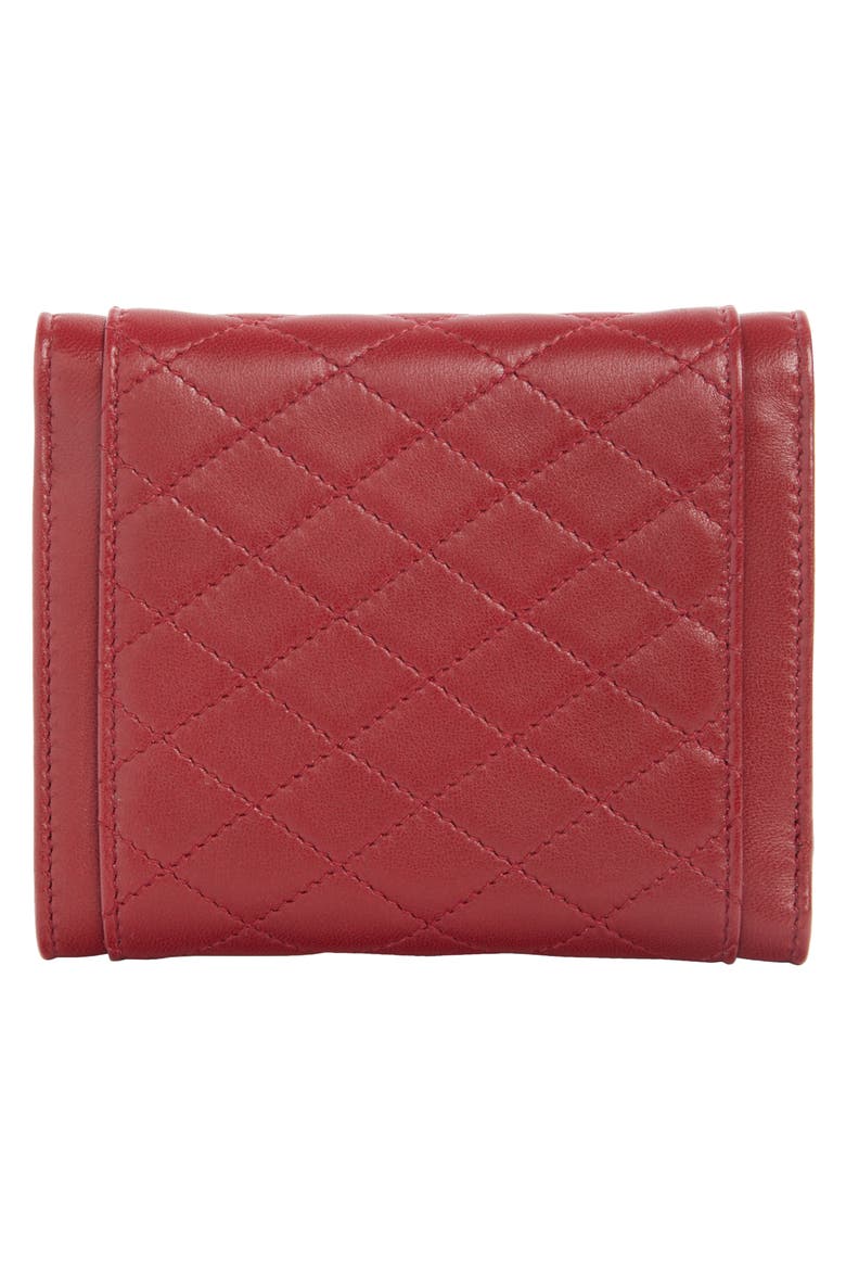 Small Gaby Quilted Leather Envelope Wallet, Alternate, color, OPYUM RED