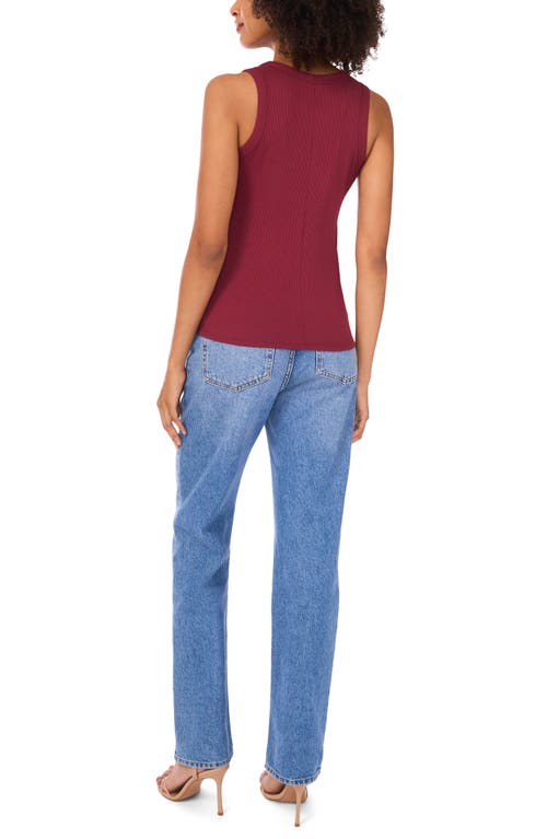 Halogen ® Fitted Ribbed Tank Top In Burgundy