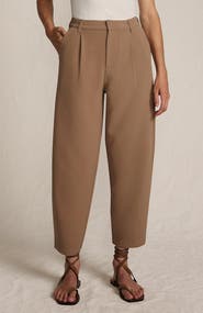 Lands' End Crepe High Rise Pleated Barrel Leg Ankle Pants