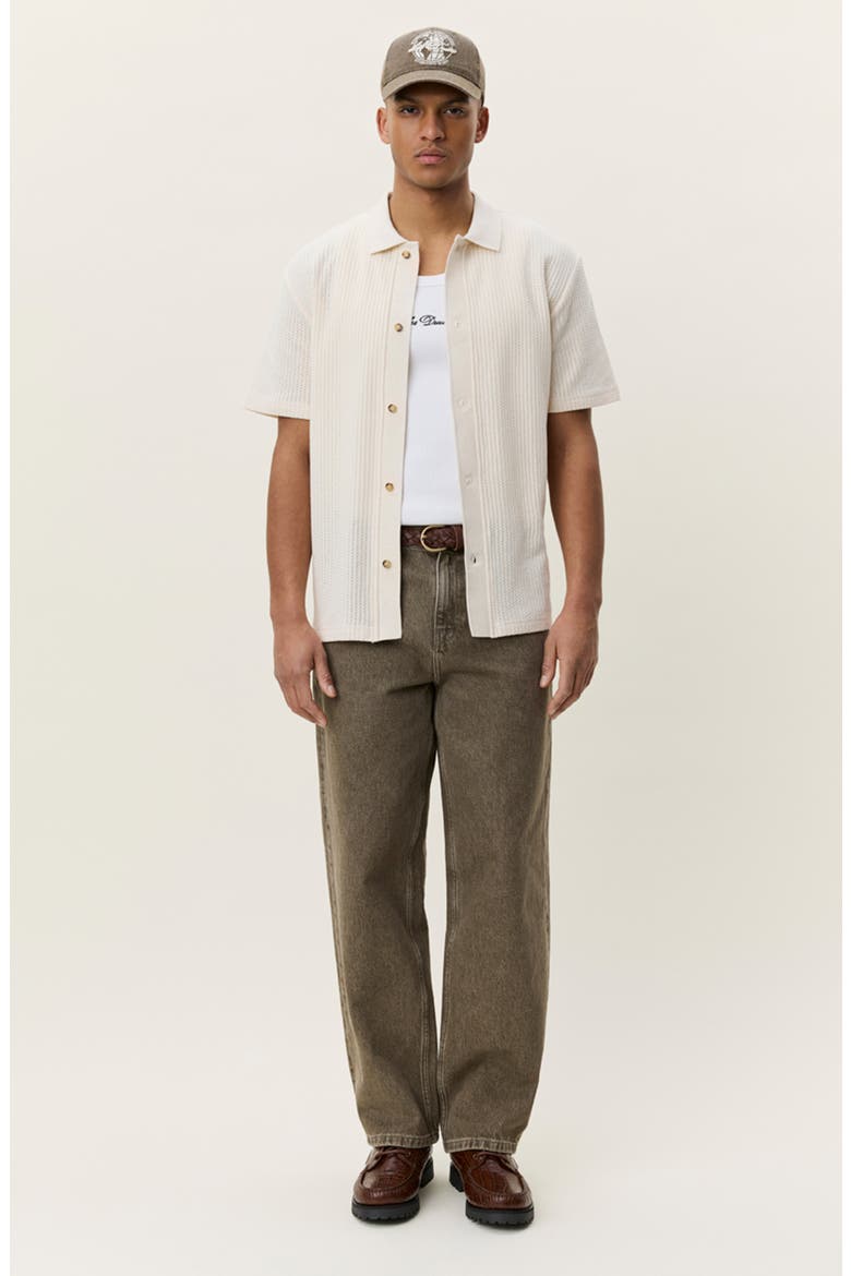 Pointelle Short Sleeve Cardigan, Alternate, color, EGGNOG WHITE