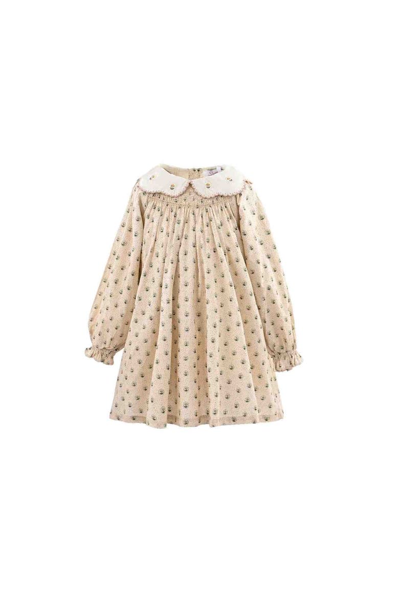 Floral Smocked Dress, Alternate, color, Beige