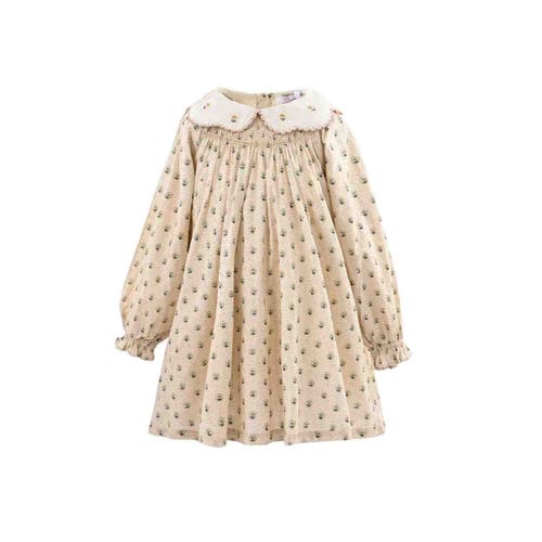 Sweet Cactus Floral Smocked Dress In Neutral