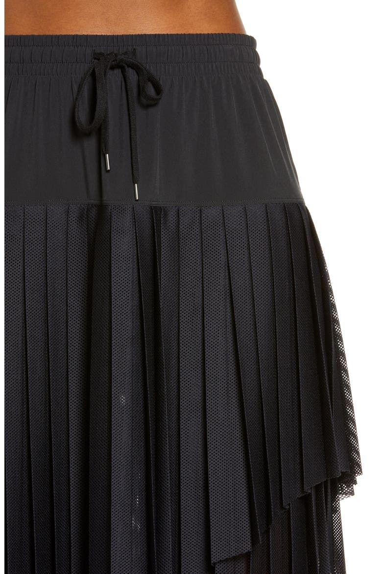 Mesh Overlay Pleated Skirt, Alternate, color, BLACK