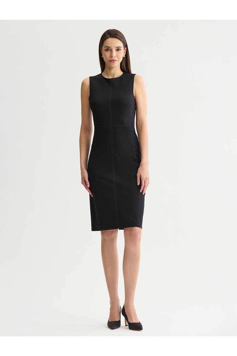 LuxeStretch Contrast Stitch Sheath Dress, Main, color, Black/Charmeuse