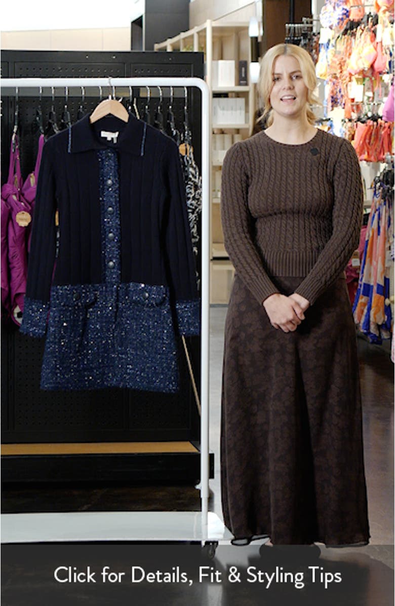 Ellen Metallic Long Sleeve Tweed & Rib Minidress, sales video thumbnail