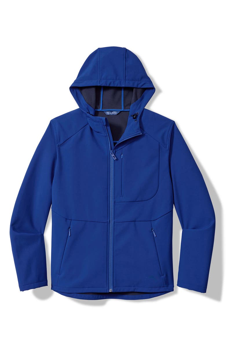 Tommy Bahama Melbourne Hooded Bonded Fleece Soft Shell Jacket, Main, color, Dark Cobalt