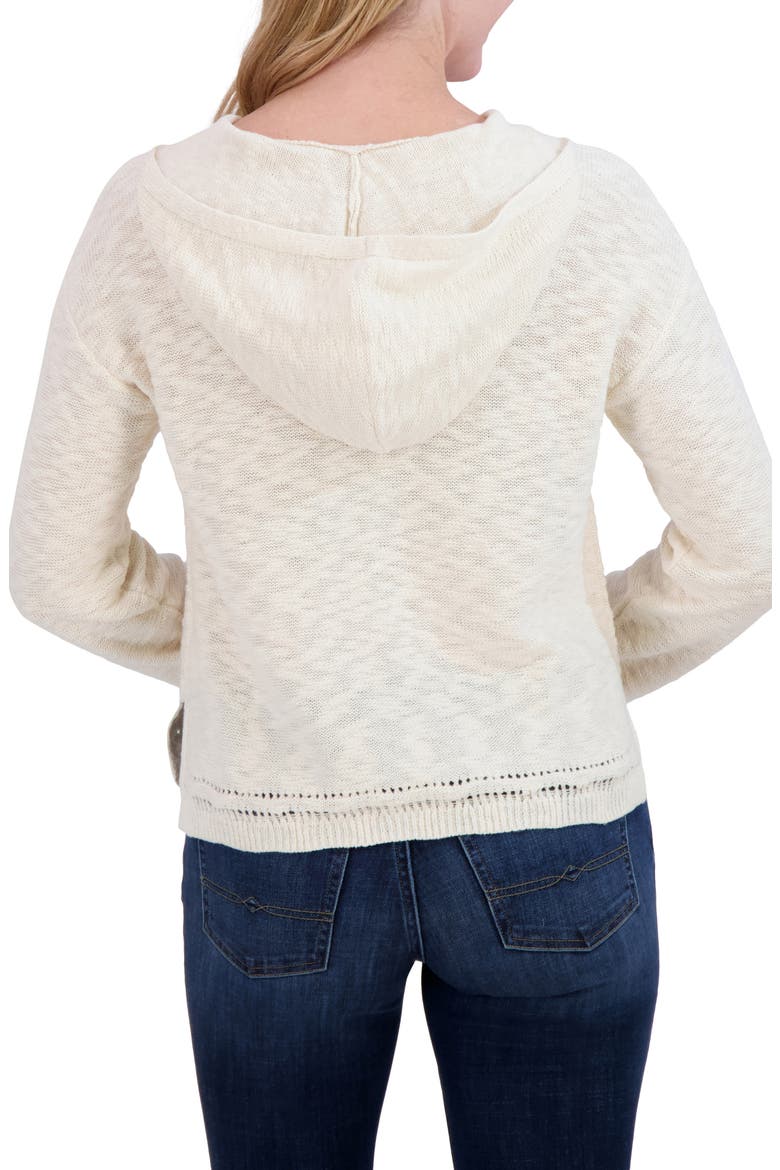 Baja Knit Sweater Hoodie, Alternate, color, NATURAL COMBO