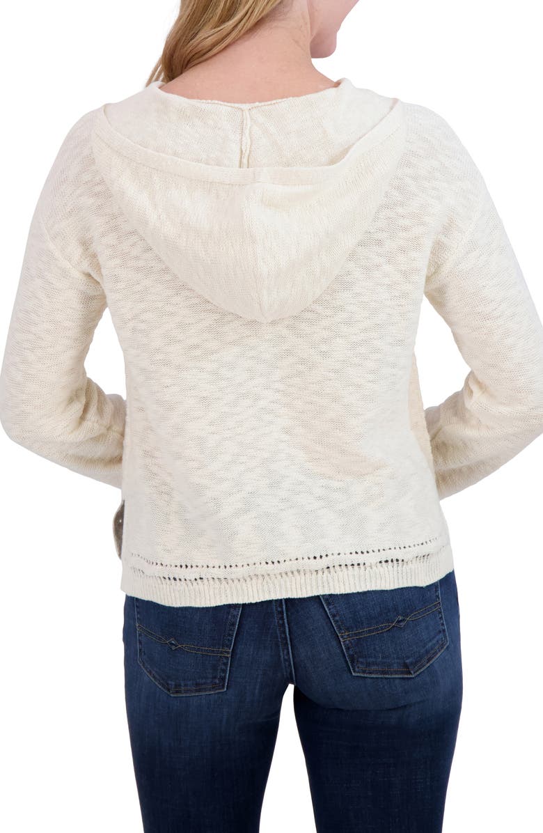 Lucky Brand Baja Knit Sweater Hoodie, Alternate, color, Natural Combo