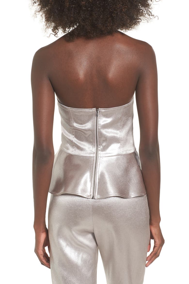 Ruffle Bustier Top, Alternate, color, GREY CHATEAU METALLIC