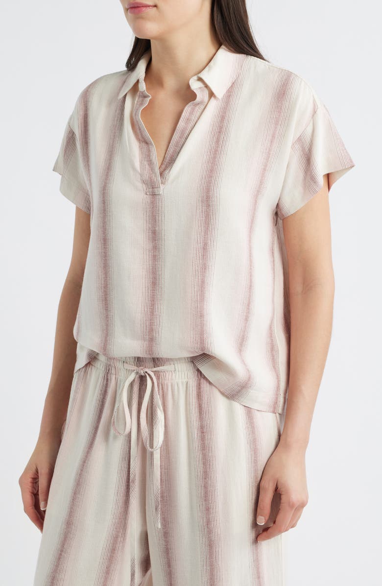 Cloth & Stone Stripe Short Sleeve Popover Top, Alternate, color, Primrose Ombre Stripe