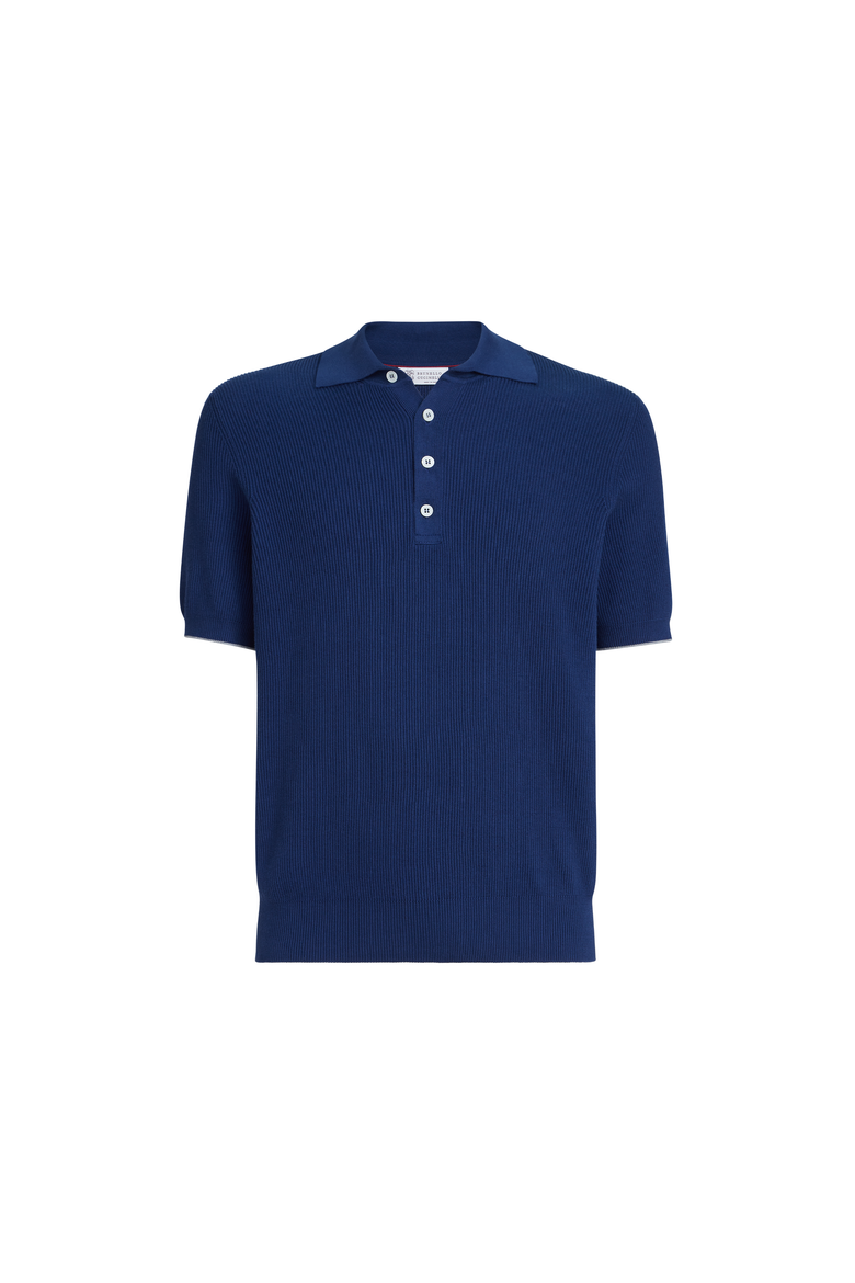 Half English rib knit polo, Alternate, color, Avio Blue