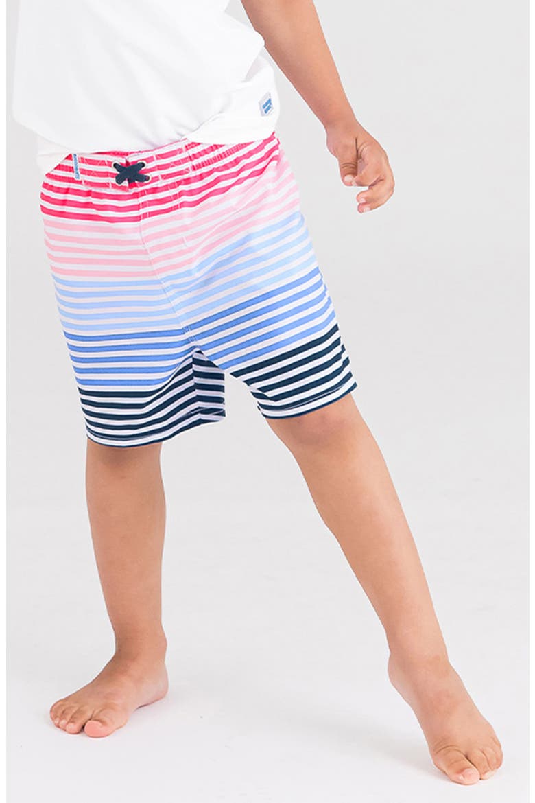 Kids' Ocean Horizon Stripe Swim Trunks, Alternate, color, WHITE MULTI