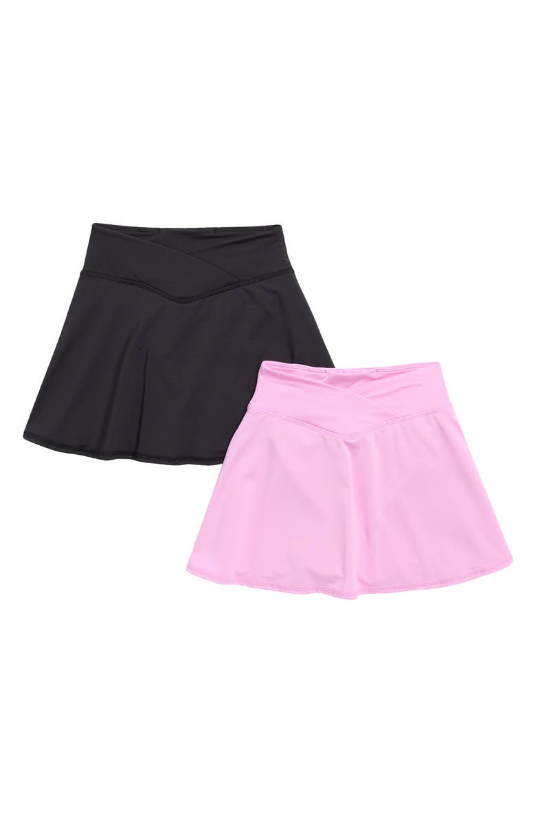 90 DEGREE BY REFLEX Kids' Assorted 2-Pack Jersey Summer Cross Active Skorts, Main, color, Orchid/ Black