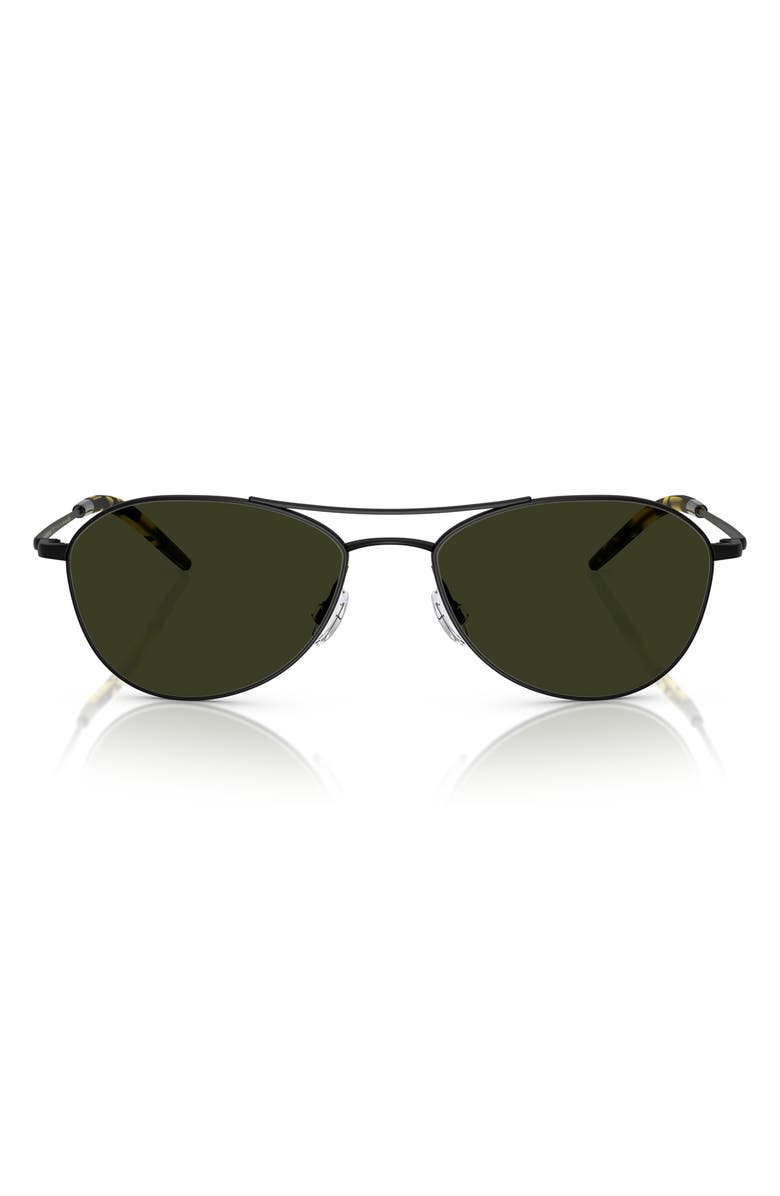 Oliver Peoples 57mm Pilot Polarized Sunglasses, Main, color, Matte Black/ G15 Polar