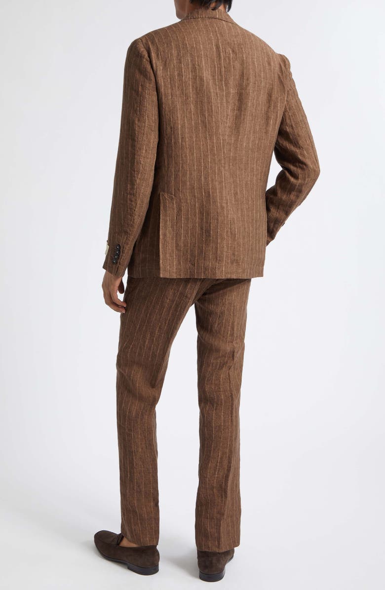 Massimo Alba Sloop Pinstripe Linen Suit, Alternate, color, Brown