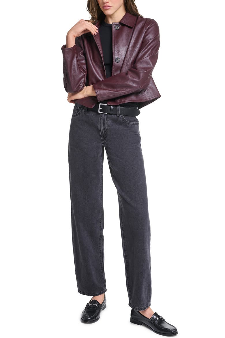Crop Faux Leather Jacket, Alternate, color, OXBLOOD