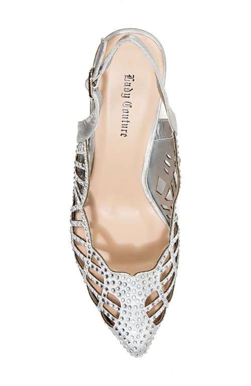 Lady Couture Rhinestone Slingback Pump In Silver