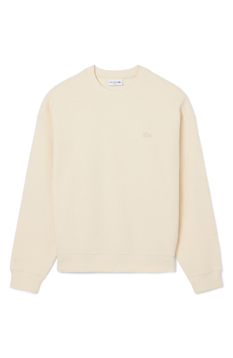 Lacoste Relaxed Fit Cotton Blend Piqué Sweatshirt, Alternate, color, Naturel Clair