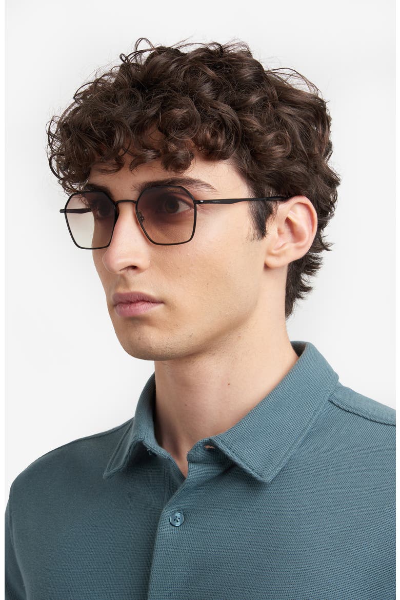 53mm Hex Metal Frame Sunglasses, Alternate, color, MATTE BLACK