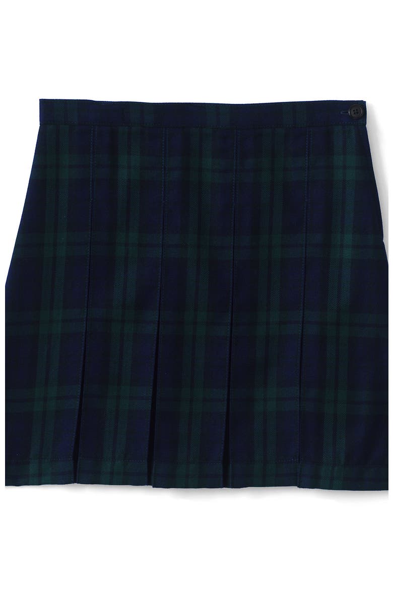 School Uniform Girls Plaid Box Pleat Skirt Top of the Knee, Alternate, color, Classic Navy/Evergreen Plaid