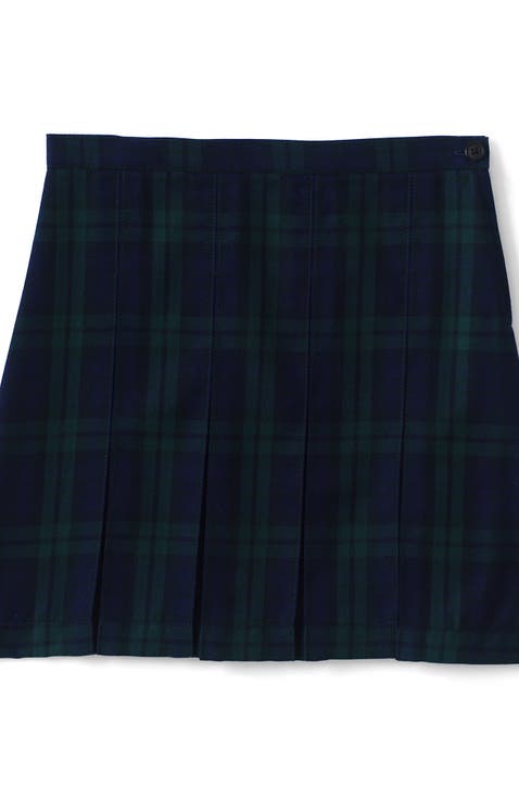 School Uniform Girls Plaid Box Pleat Skirt Top of the Knee