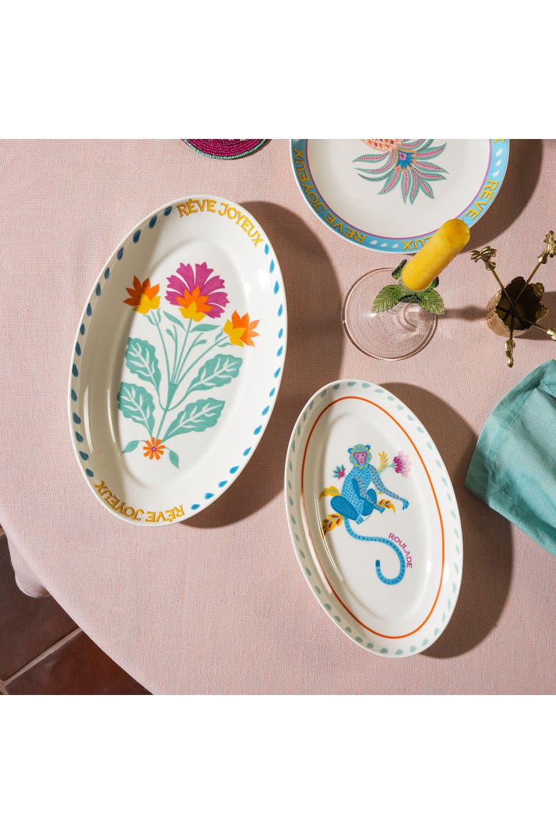 Floral Porcelain Platter 2 Pcs Set, Alternate, color, White