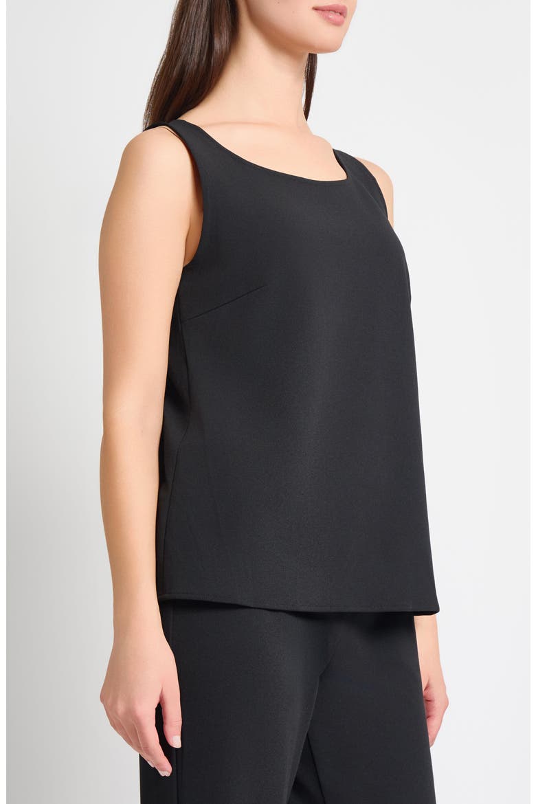 Deco Scoop Neck Stretch Crepe Tank, Alternate, color, BLACK
