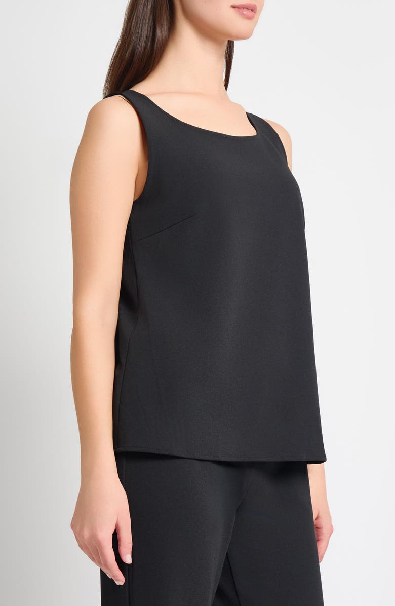 Ming Wang Deco Scoop Neck Stretch Crepe Tank, Alternate, color, Black