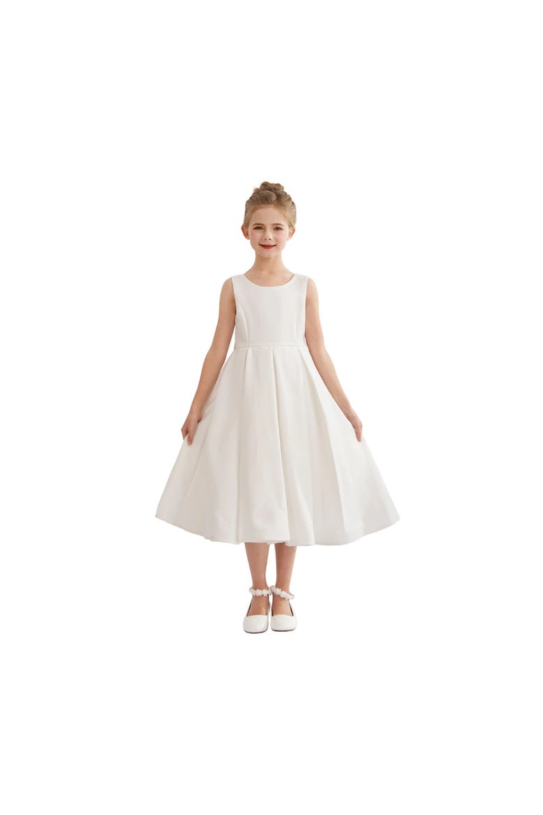 Satin Bow-Back Dress, Alternate, color, White