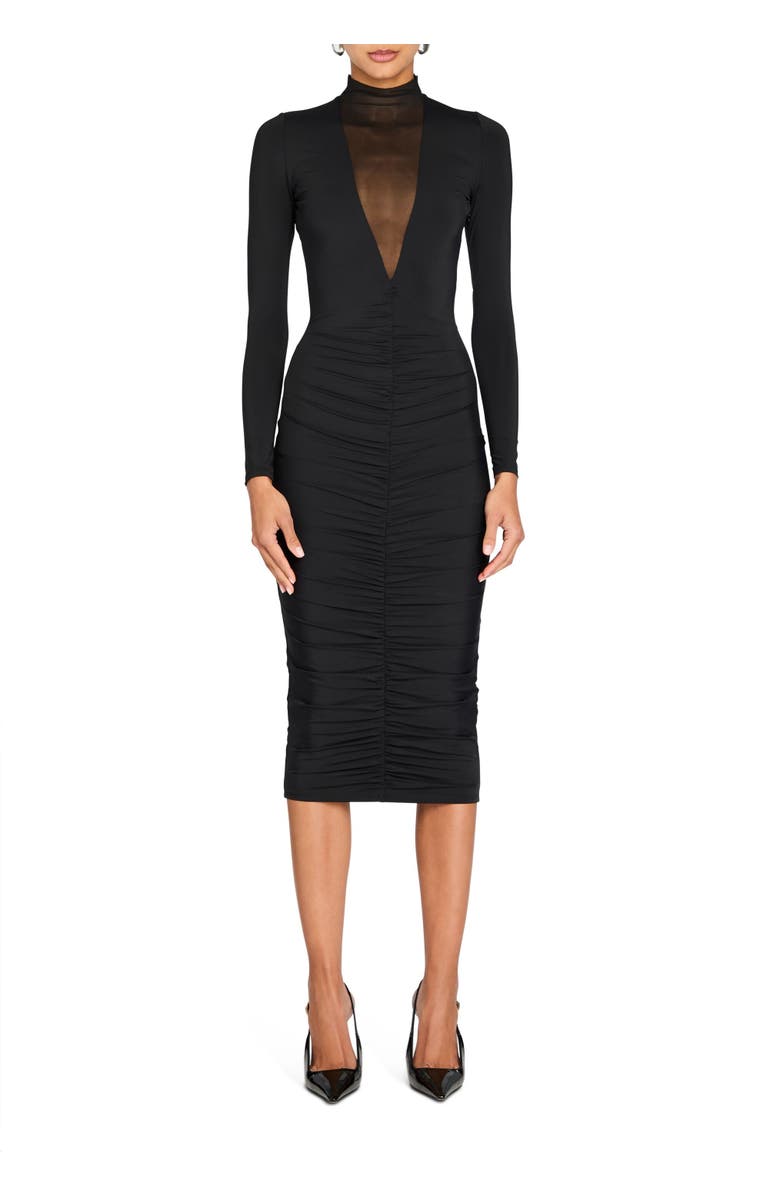 SER.O.YA Priyanka Mesh V-Cut Midi Dress, Main, color, 