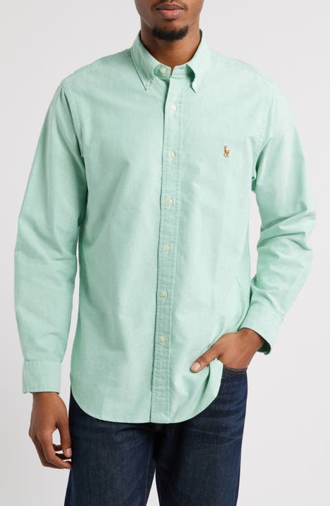 Classic Fit Solid Green Button-Down Oxford Shirt